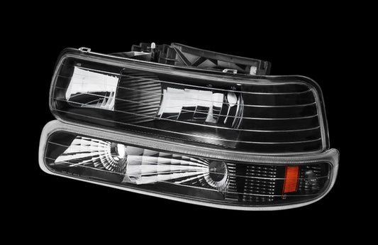 Fit For 1999-2002 Chevy Silverado 2000-2006 Tahoe Suburban 1500 Clear lens+Black housing+Amber corner