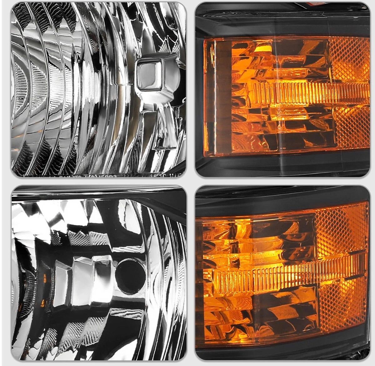 For 2014-2015 Chevy Silverado 1500 Black Headlights Headlamps L+R Pair