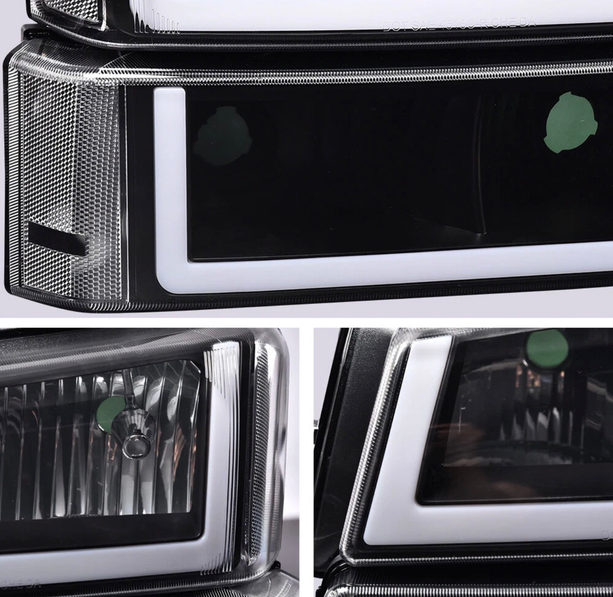 4PCS LED BAR BLACK HEADLIGHTS FIT 03-07 CHEVY SILVERADO 1500 2500 3500 AVALANCHE