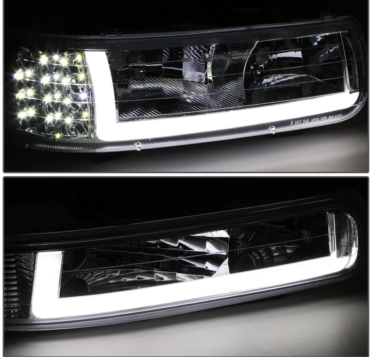 Fit 1999-2002 Chevy Silverado LED DRL Headlight Corner Bumper Signal Lamp Clear
