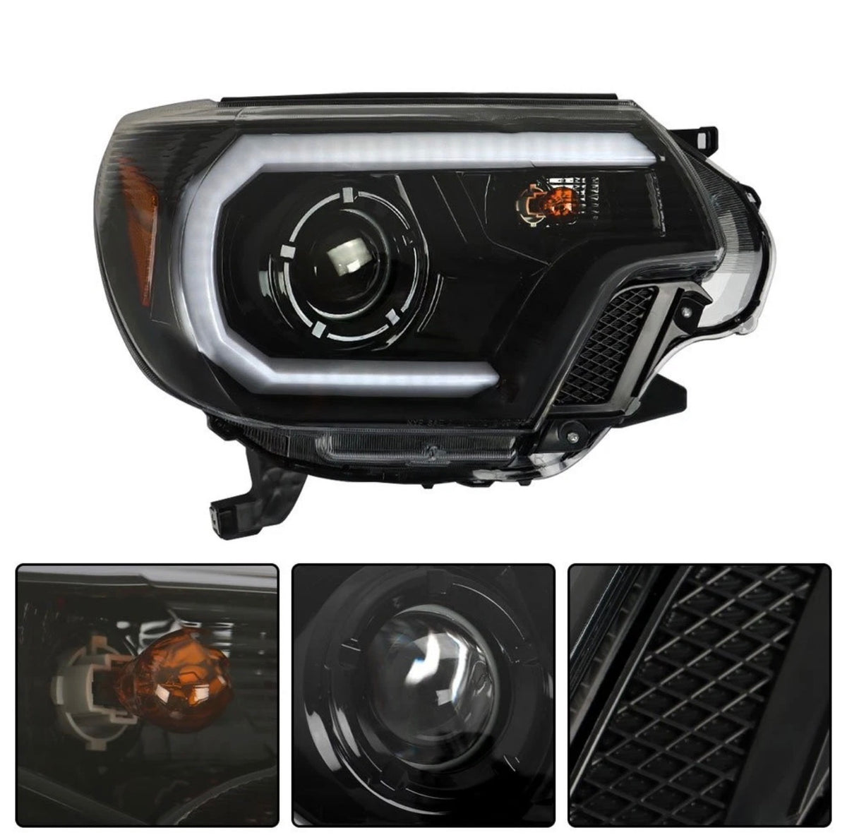 Black LED Headlights Headlamps Fit For Toyota Tacoma 2012-2015 Left+Right Pair