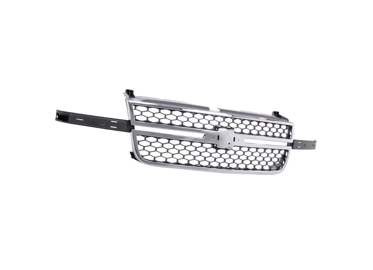 Chrome Gray Grille Honeycomb Style Fit For 2003-2007 Silverado 1500 2500 3500 HD
