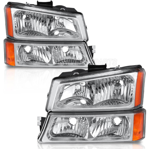 For 2003-2006 Chevy Silverado 1500 2500 3500 Headlights + Bumper Lights