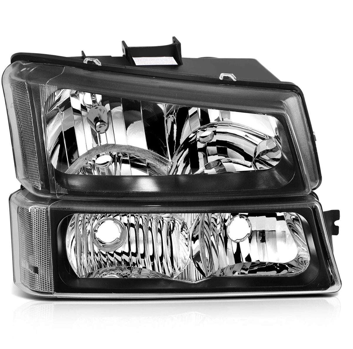 Headlights Assembly+Bumper Lamps Fits 2003-2006 Chevrolet Silverado Black Front