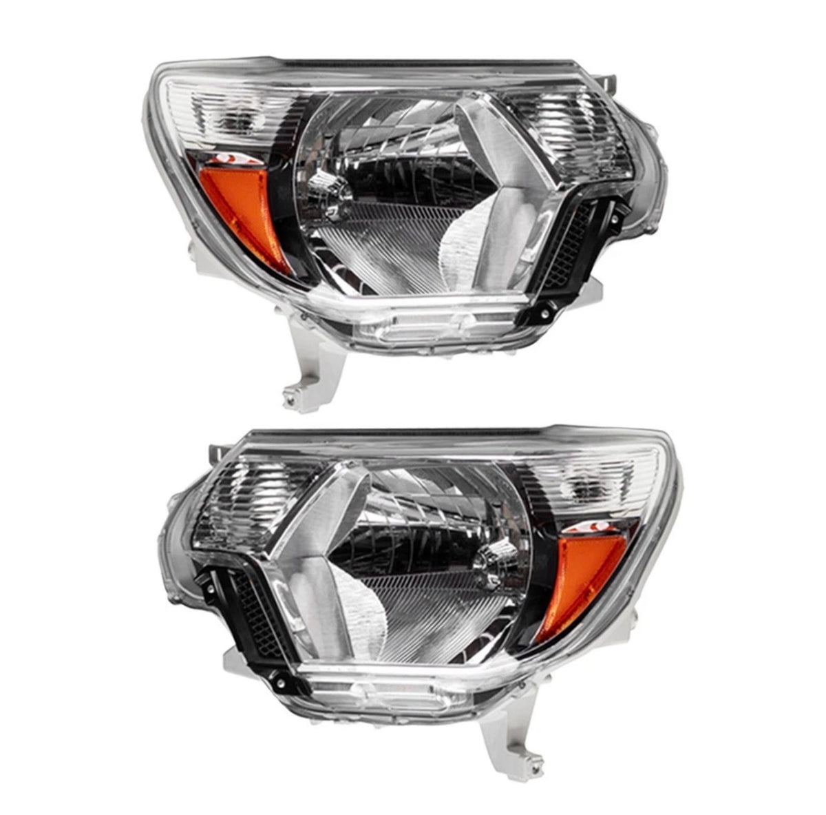 Headlights Headlamps Chrome Housing Left+Right Pair for 2012-2015 Toyota Tacoma