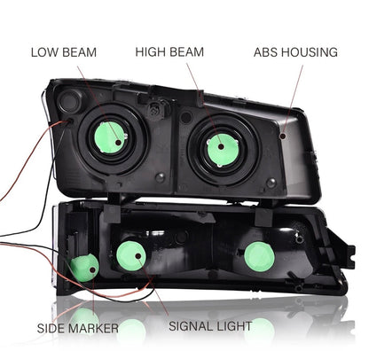 LED DRL Smoke Headlights Bumper Lamps Fit 2003-2007 Chevy Silverado Avalanche