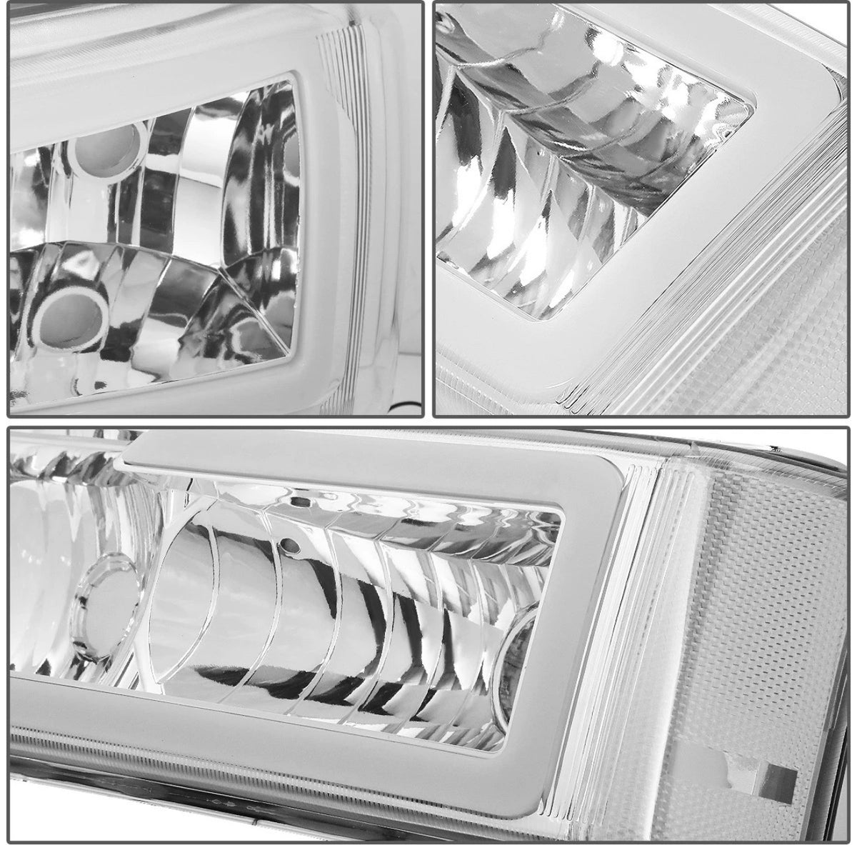 For 2003-2007 Silverado Avalanche LED DRL Headlight Bumper Signal Lamps Chrome