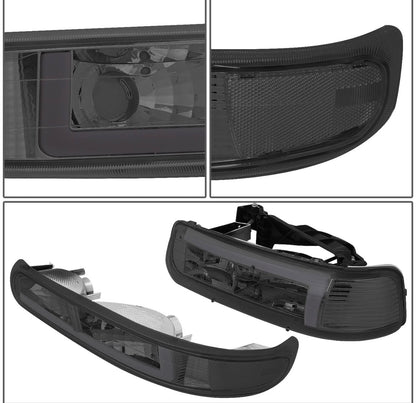 Fit 99-06 Silverado Suburban Pair LED DRL Chrome/ Smoked Headlight Bumper Lamp