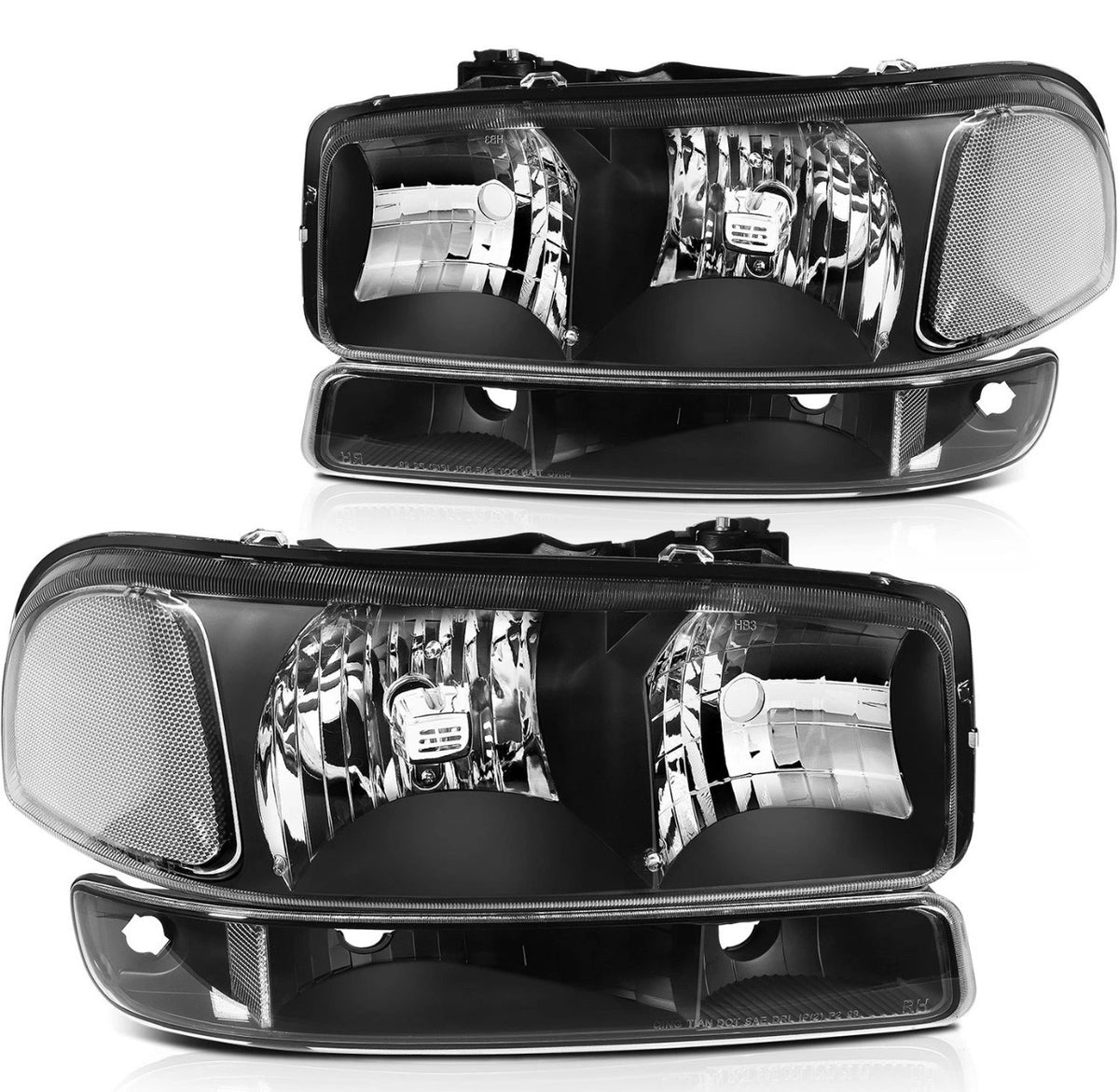 Black Housing Pair Fit For 1999-2007 GMC Sierra Headlights Assembly Bumper light (ADD MORE PICTURES FOR THE BACK)