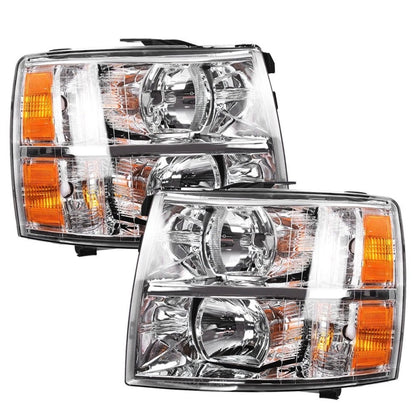 For 2007-2014 Chevy Silverado1500 2500HD 3500HD Left+Right Headlights Headlamps