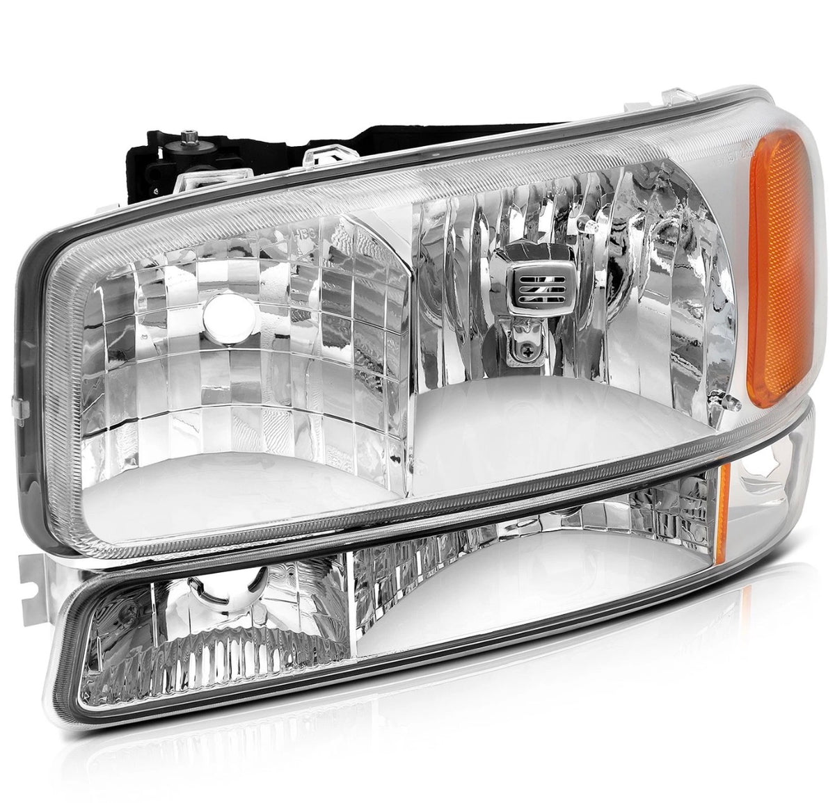 Headlights Assembly+Bumper Light Pair For 2003-2006 GMC Sierra 1500 Clear Lamps
