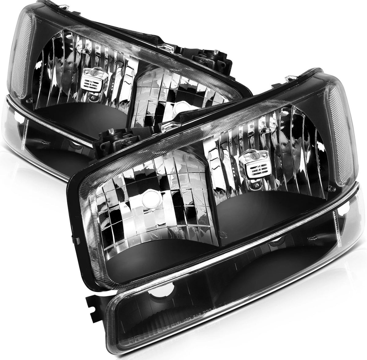 Black Housing Pair Fit For 1999-2007 GMC Sierra Headlights Assembly Bumper light (ADD MORE PICTURES FOR THE BACK)