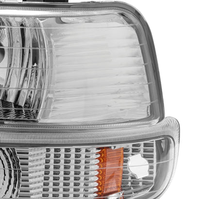 Clear lens+Chrome housing+Amber corner Fit For 1999-2002 Chevy Silverado 2000-2006 Tahoe Suburban 1500