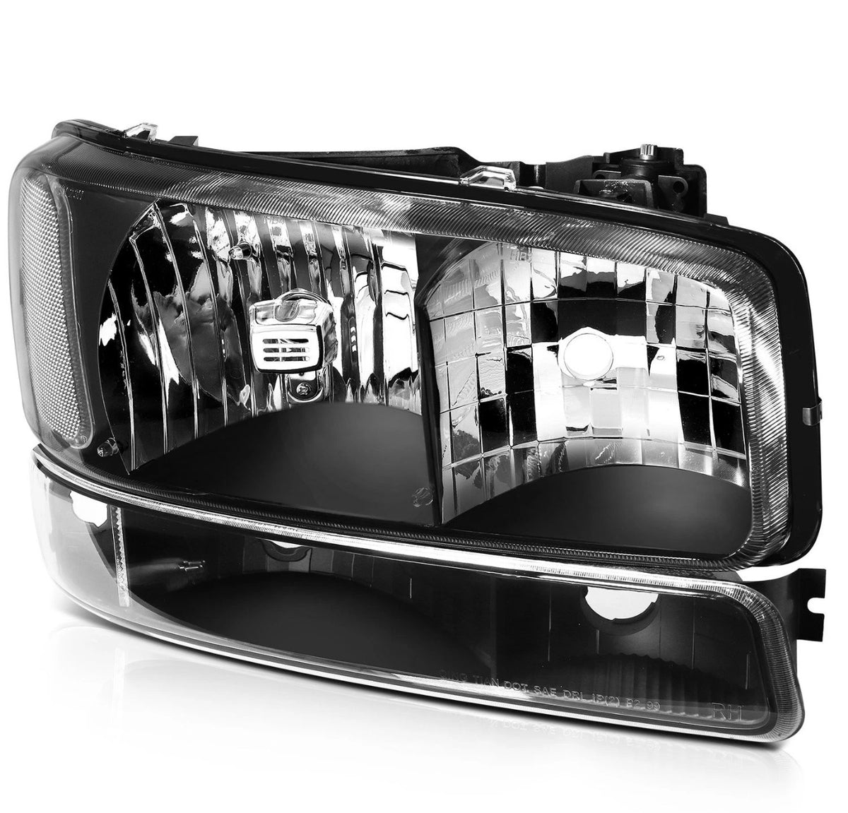 Black Housing Pair Fit For 1999-2007 GMC Sierra Headlights Assembly Bumper light (ADD MORE PICTURES FOR THE BACK)