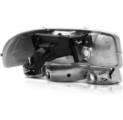 Headlights Assembly+Bumper Light Pair For 2003-2006 GMC Sierra 1500 Clear Lamps