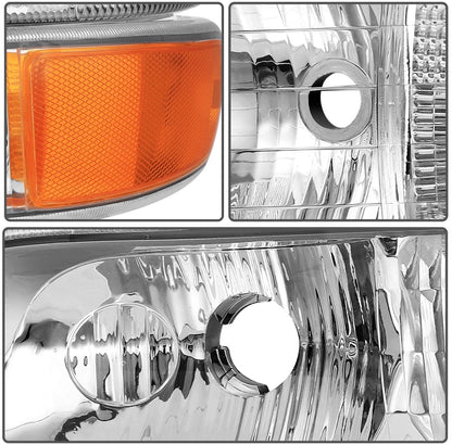 Chrome Headlight Front Lamps For 1999-2002 Chevy Silverado 2000-2006 Suburban