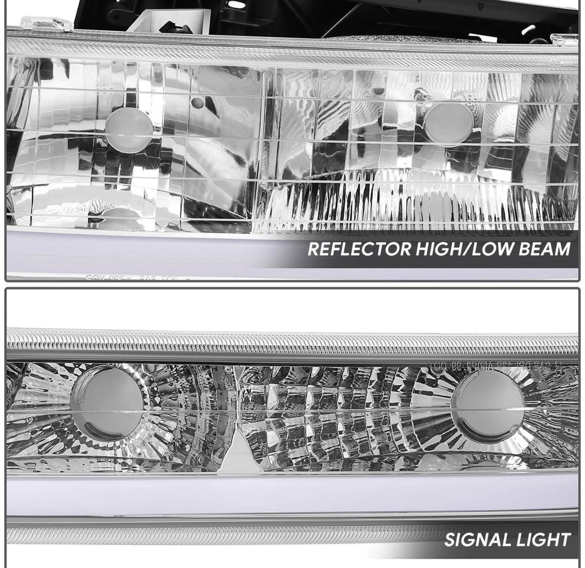 Fit 1999-2002 Chevy Silverado LED DRL Headlight Corner Bumper Signal Lamp Clear