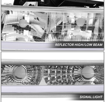 Fit 1999-2002 Chevy Silverado LED DRL Headlight Corner Bumper Signal Lamp Clear