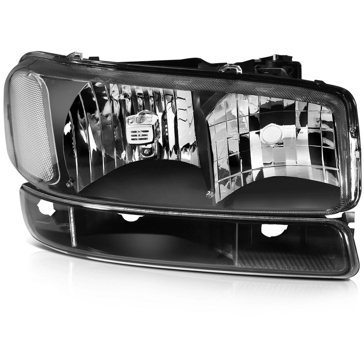 Black Housing Pair Fit For 1999-2007 GMC Sierra Headlights Assembly Bumper light (ADD MORE PICTURES FOR THE BACK)