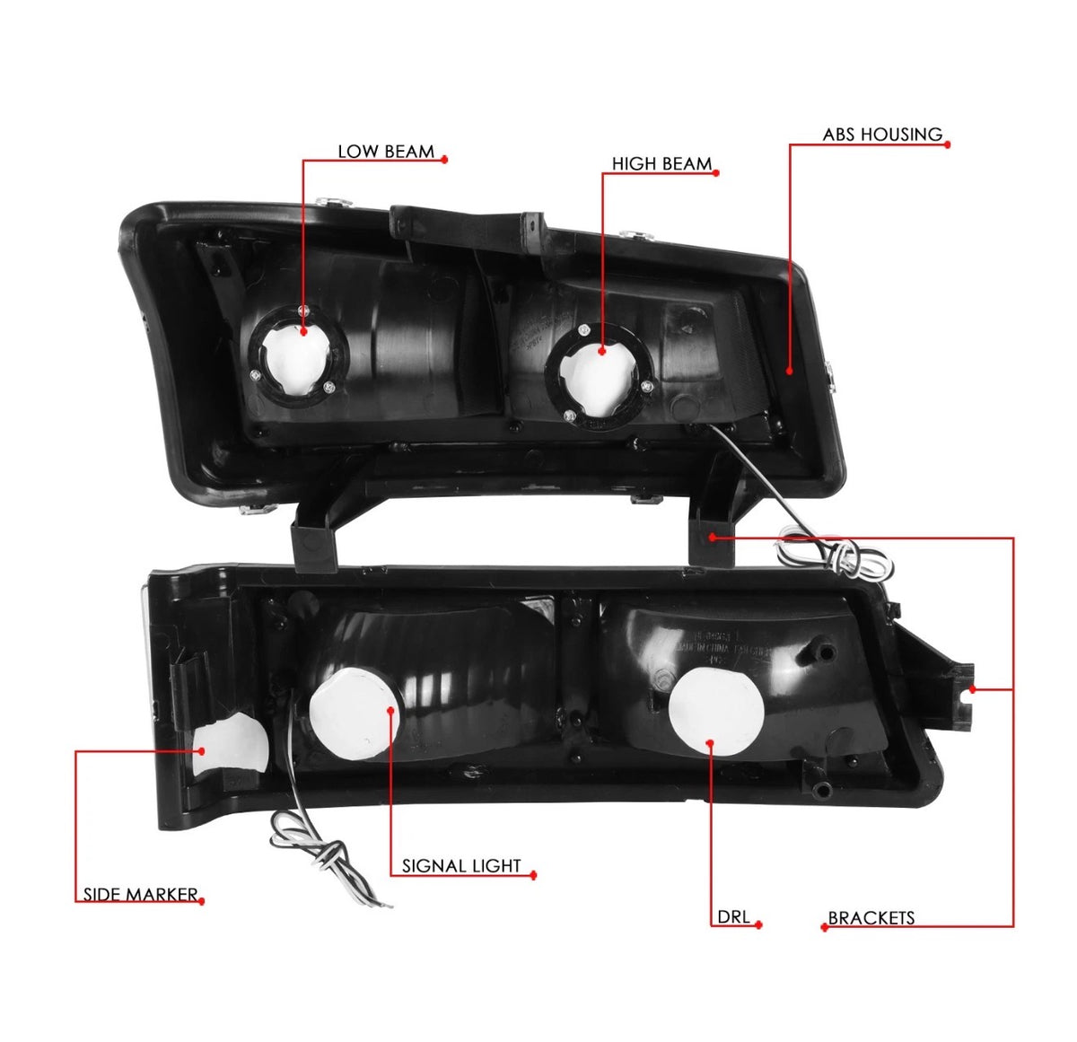 For 03-06 07 Chevy Silverado Avalanche 1500-3500 LED DRL Headlight Bumper Lamps
