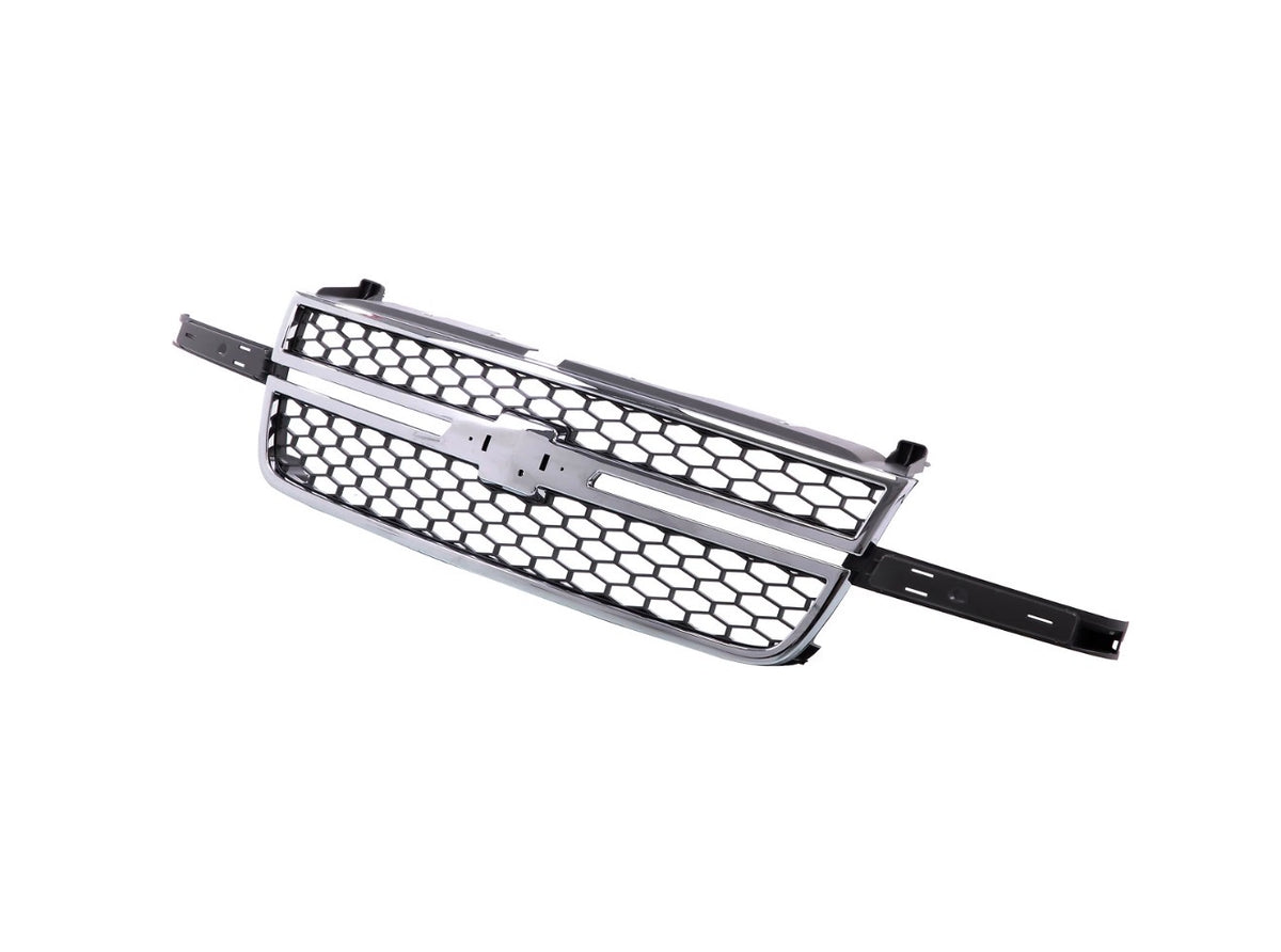 Chrome Gray Grille Honeycomb Style Fit For 2003-2007 Silverado 1500 2500 3500 HD