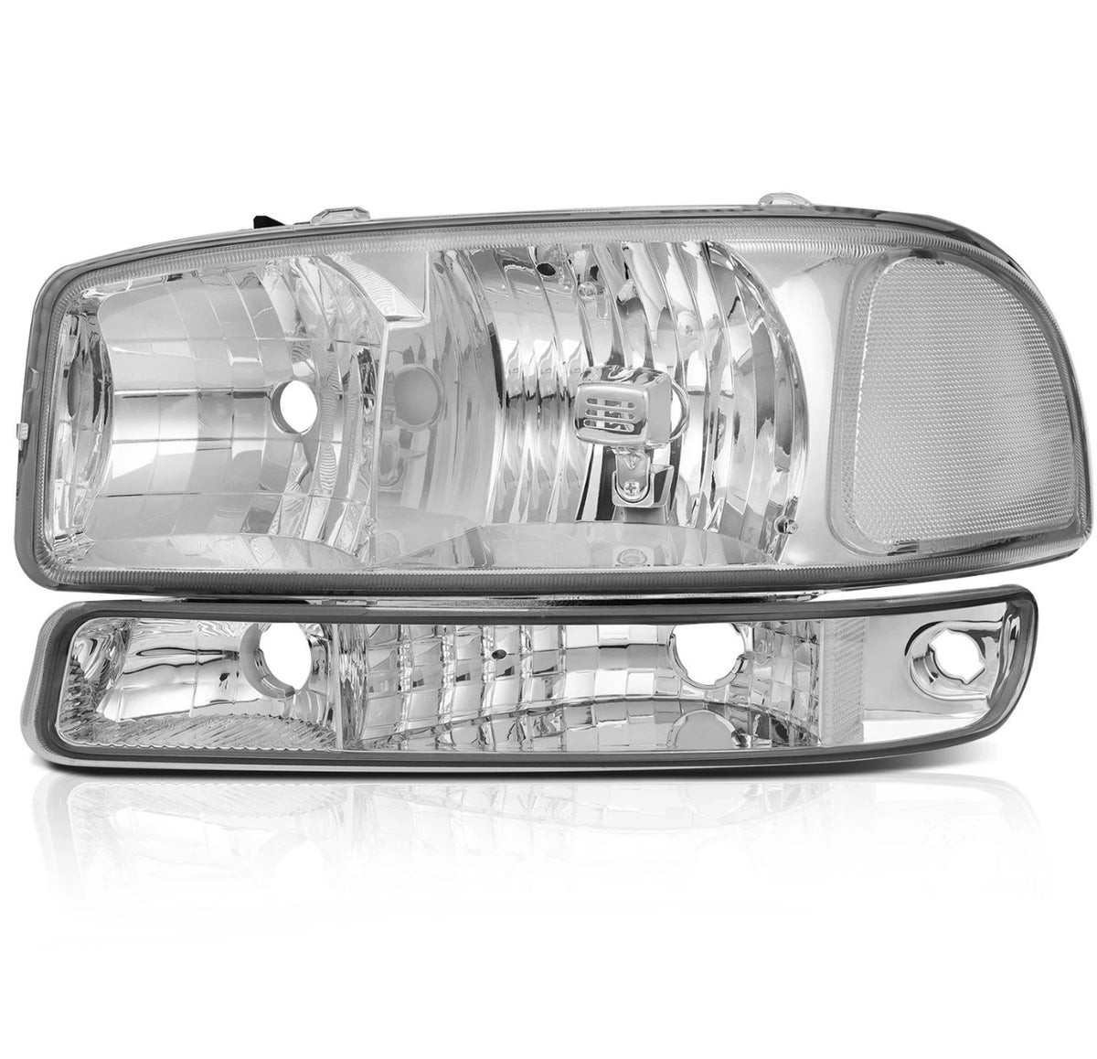 For 2005 2006-2007 GMC Sierra 1500 2500 3500 Yukon Chrome Headlight+Bumper Light