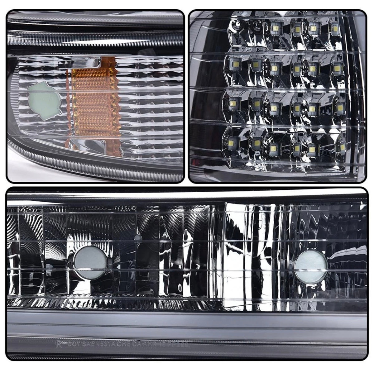 Chrome LED DRL Headlights Bumper Lamps For 1999-02 Chevy Silverado 2000-06 Tahoe amber