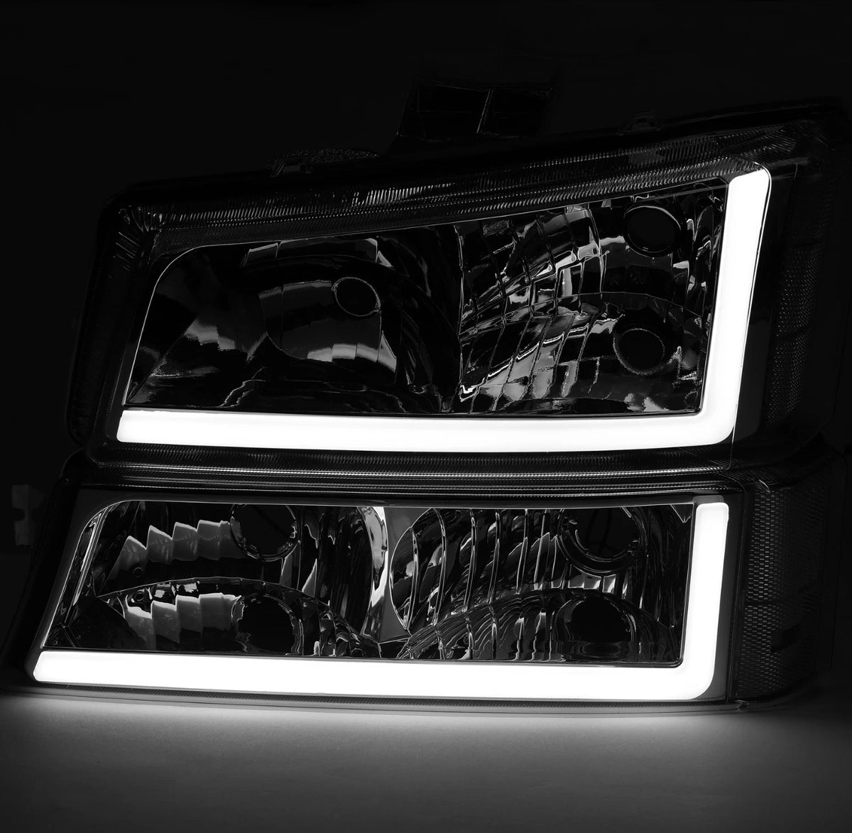 For 03-06 07 Chevy Silverado Avalanche 1500-3500 LED DRL Headlight Bumper Lamps