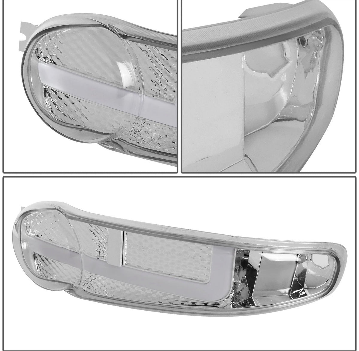 Fit 01-07 Sierra Yukon Denali Switchback LED DRL Bumper Headlights Chrome/Clear