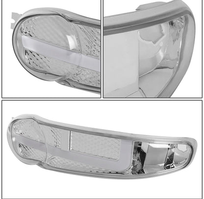 Fit 01-07 Sierra Yukon Denali Switchback LED DRL Bumper Headlights Chrome/Clear
