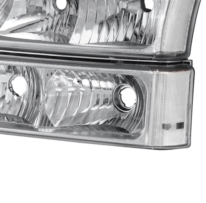 For 2003-2006 Chevrolet Silverado 1500 2500HD Chrome Headlights +Bumper Light