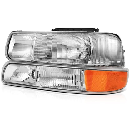 Chrome Headlight Front Lamps For 1999-2002 Chevy Silverado 2000-2006 Suburban