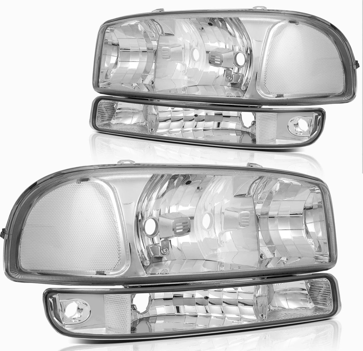 For 2005 2006-2007 GMC Sierra 1500 2500 3500 Yukon Chrome Headlight+Bumper Light