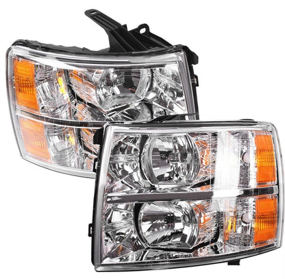 For 2007-2014 Chevy Silverado1500 2500HD 3500HD Left+Right Headlights Headlamps