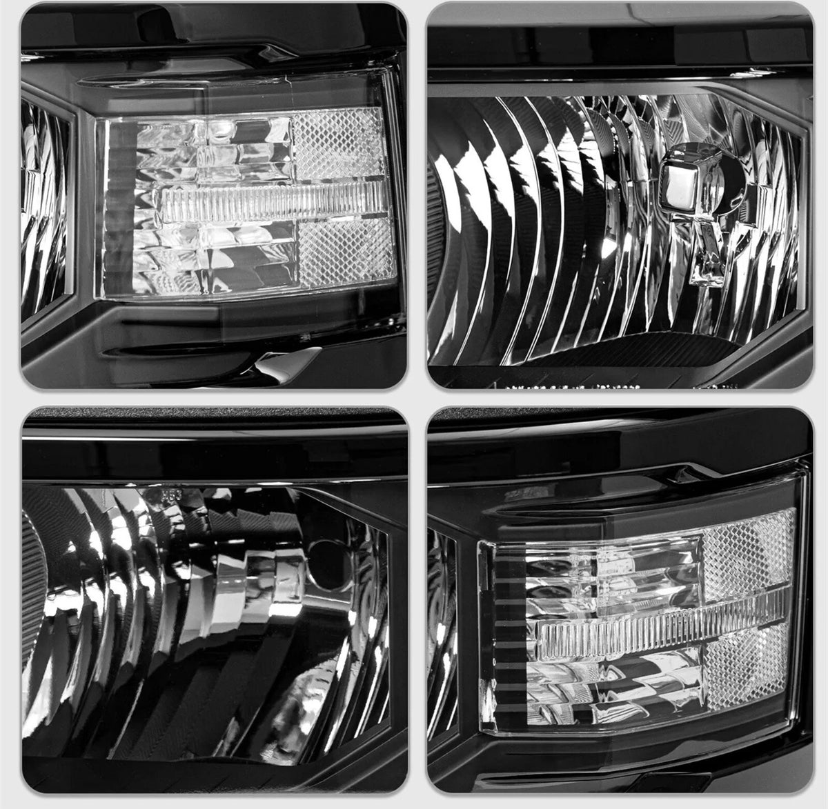 For 2014-2015 Chevy Silverado 1500 Pickup Black Headlights Headlamps LH+RH 14-15