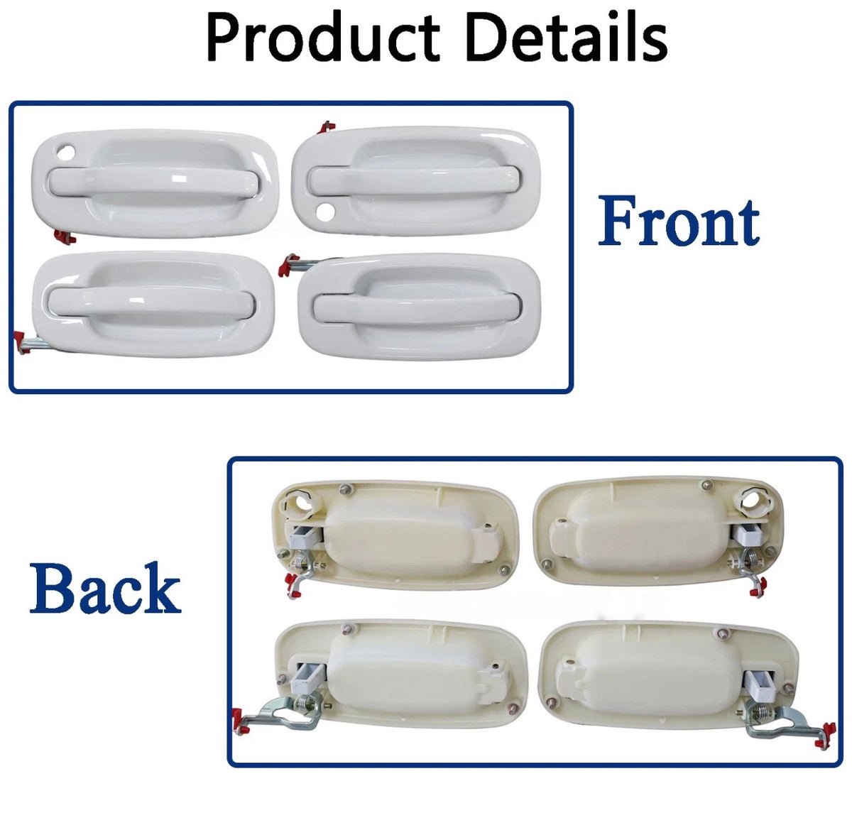 Door Handle Set 4 White For Chevy Silverado For GMC Sierra Suburban Yukon 99-06