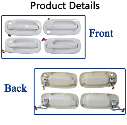 Door Handle Set 4 White For Chevy Silverado For GMC Sierra Suburban Yukon 99-06