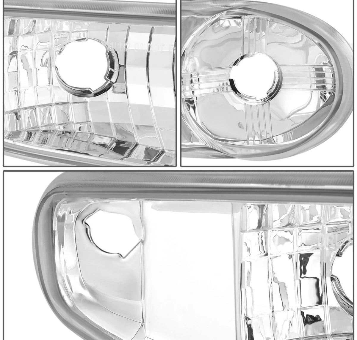 Fit 01-07 GMC Sierra/Yukon Denali Pair Chrome/Amber Side Headlights+Bumper Lamps
