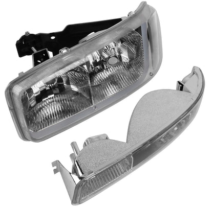For 1999-2007 Sierra 1500 2500 LED DRL Headlight Bumper Signal Lamp Chrome Clear