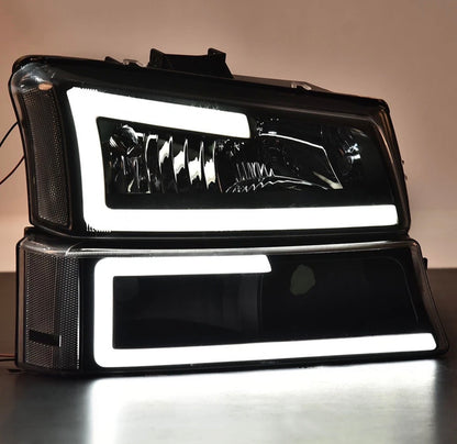 LED DRL Smoke Headlights Bumper Lamps Fit 2003-2007 Chevy Silverado Avalanche