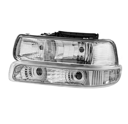 Clear lens+Chrome housing+Clear corner Fit For 1999-2002 Chevy Silverado 2000-2006 Tahoe Suburban 1500