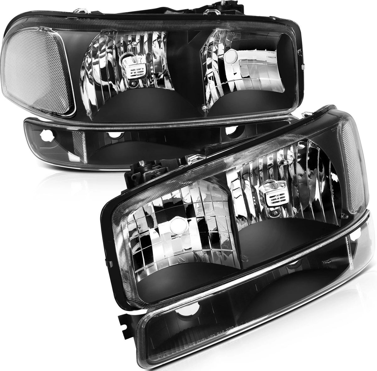 Black Housing Pair Fit For 1999-2007 GMC Sierra Headlights Assembly Bumper light (ADD MORE PICTURES FOR THE BACK)