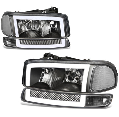 For 99-07 GMC Sierra Yukon XL Switchback LED DRL Headlight+Bumper Signal Lamps