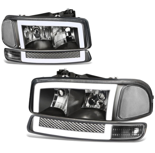 For 99-07 GMC Sierra Yukon XL Switchback LED DRL Headlight+Bumper Signal Lamps