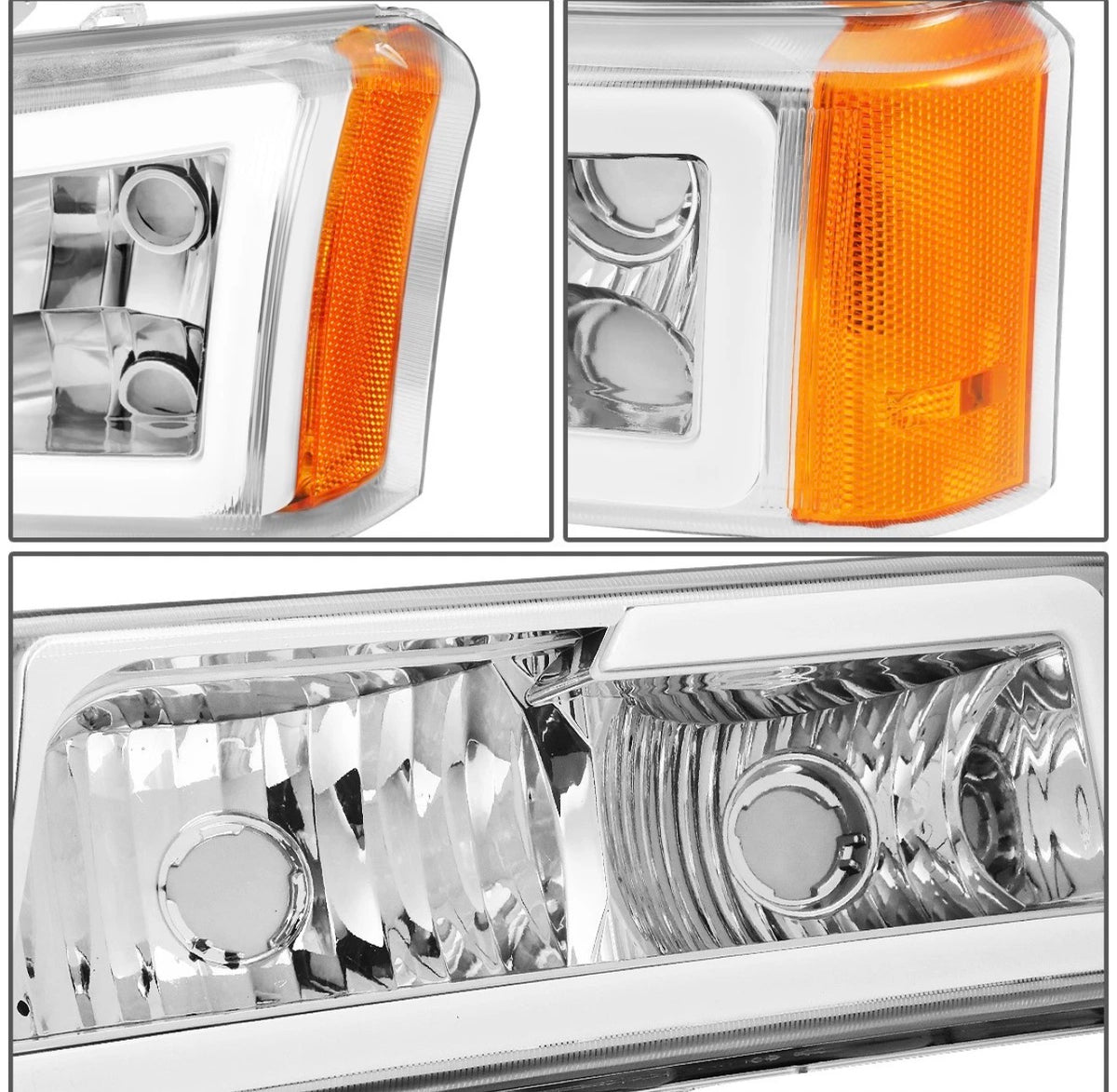 For 2003-2007 Chevy Silverado Avalanche LED DRL Headlight Bumper Signal Lamps