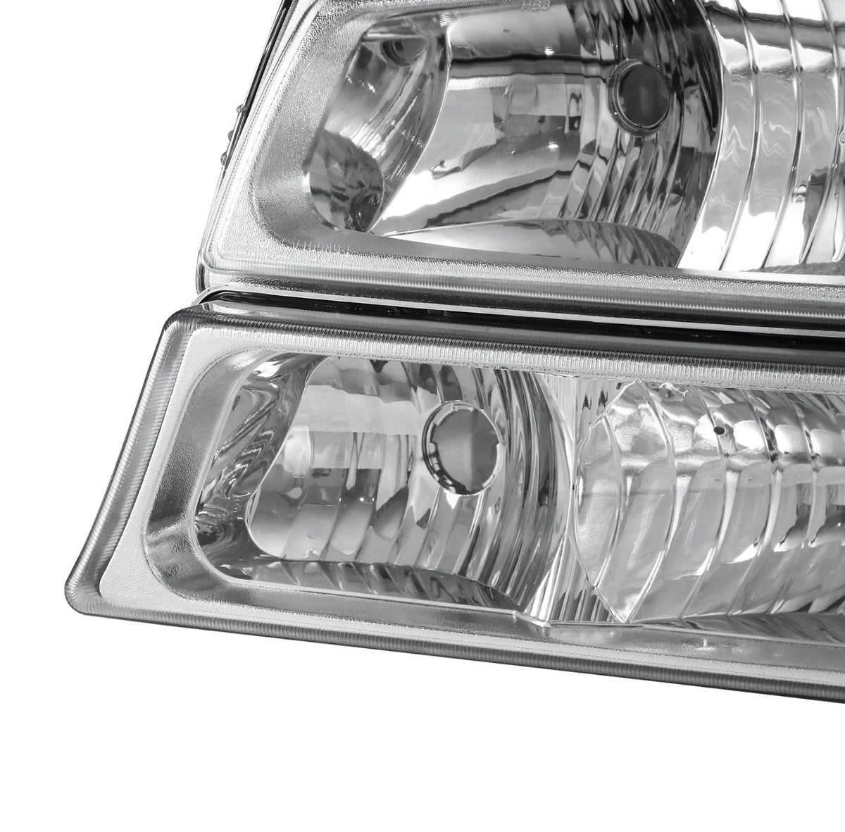 For 2003-2006 Chevrolet Silverado 1500 2500HD Chrome Headlights +Bumper Light