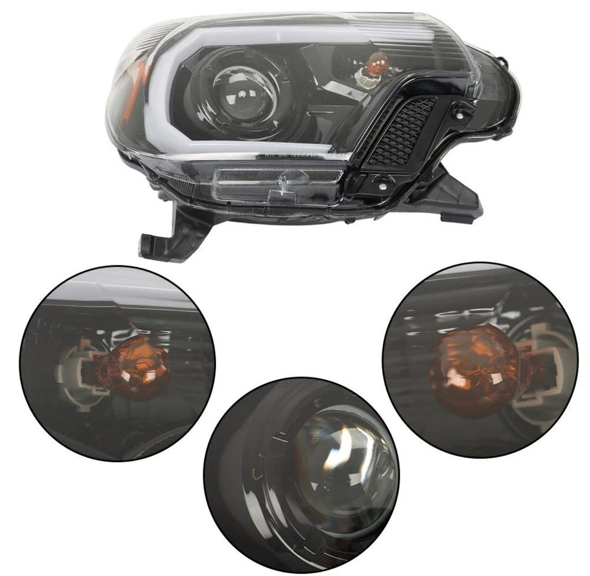 Black LED Headlights Headlamps Fit For Toyota Tacoma 2012-2015 Left+Right Pair