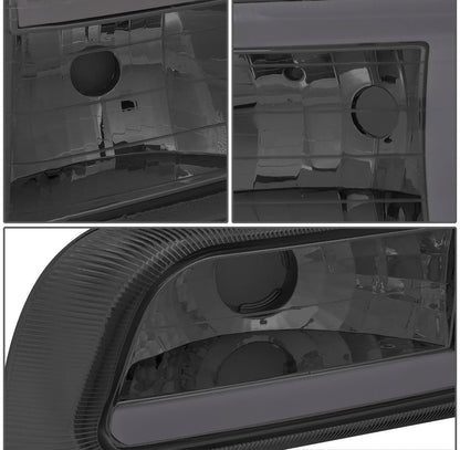 Fit 99-06 Silverado Suburban Pair LED DRL Chrome/ Smoked Headlight Bumper Lamp