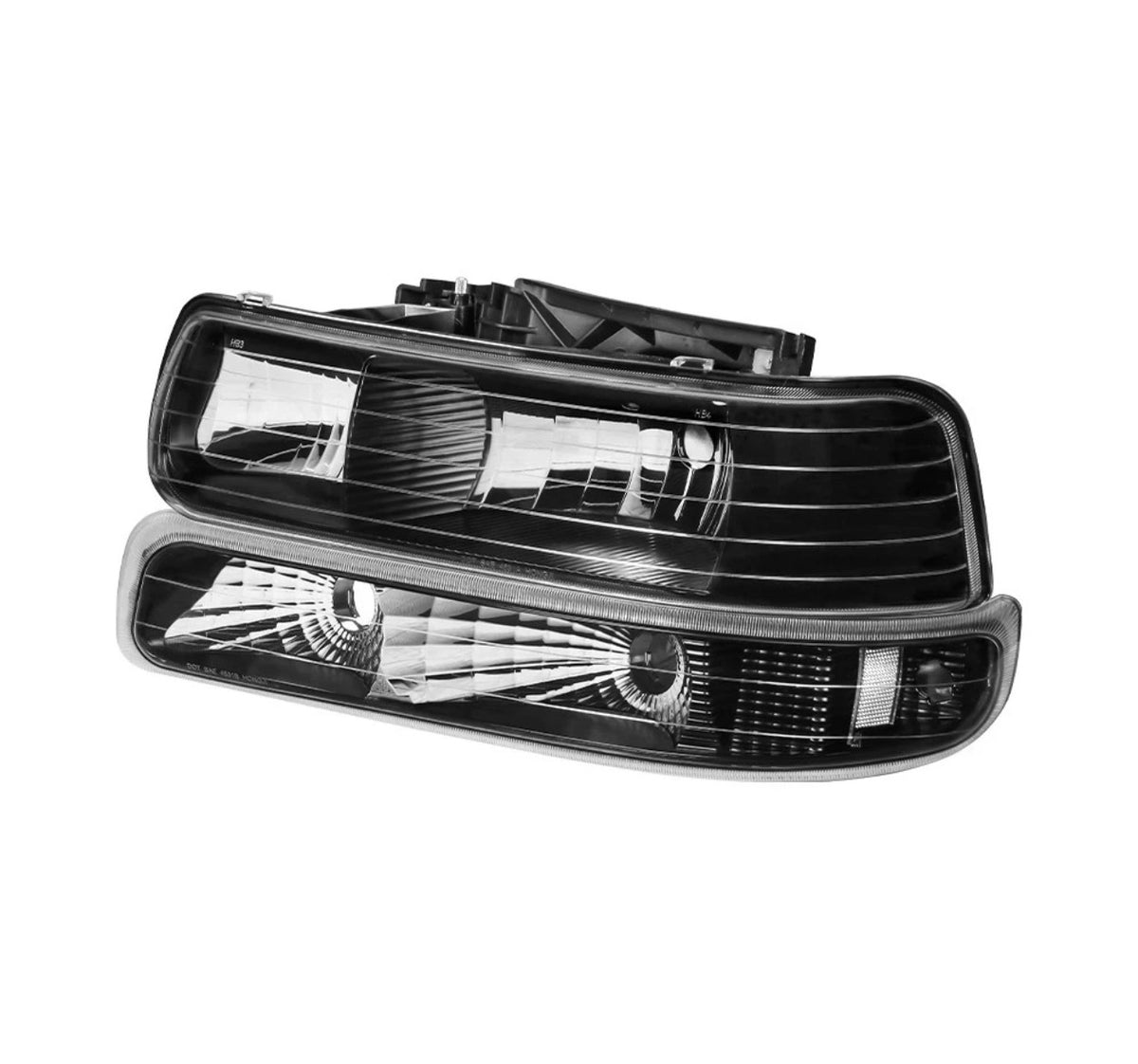 Fit For 1999-2002 Chevy Silverado 2000-2006 Tahoe Suburban 1500 Clear lens+Black housing+Clear corner