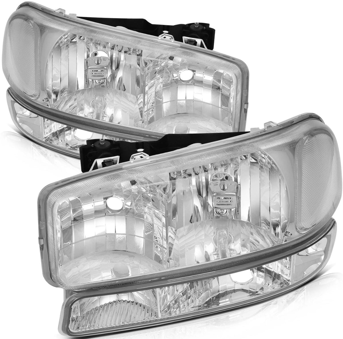 For 2005 2006-2007 GMC Sierra 1500 2500 3500 Yukon Chrome Headlight+Bumper Light